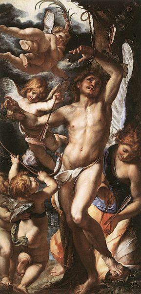Giulio Cesare Procaccini St Sebastian Tended by Angels oil painting image